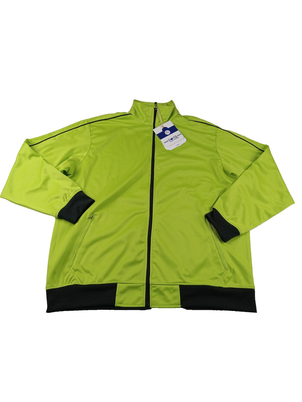 Royal Threads Jacket Mens 2XL Lime Green Black Trim Full Zip Track Sweater 2X